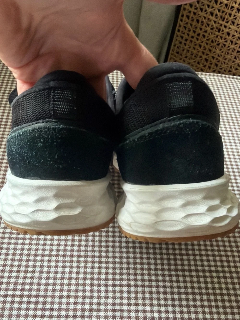 New Balance Black and Gum Suede Mesh Sneakers